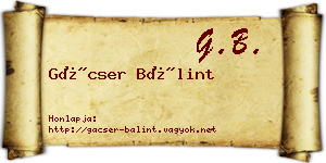 Gácser Bálint névjegykártya